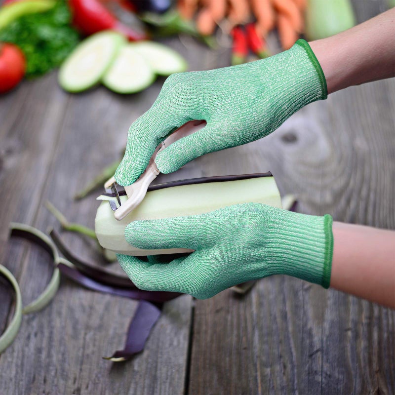 Evridwear Cut Resistant Gloves Food Grade Level 5 Kitchen Safety Protection (Medium, Green) - Image 3